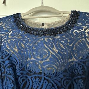 Maggy London Navy Lace Midi Dress